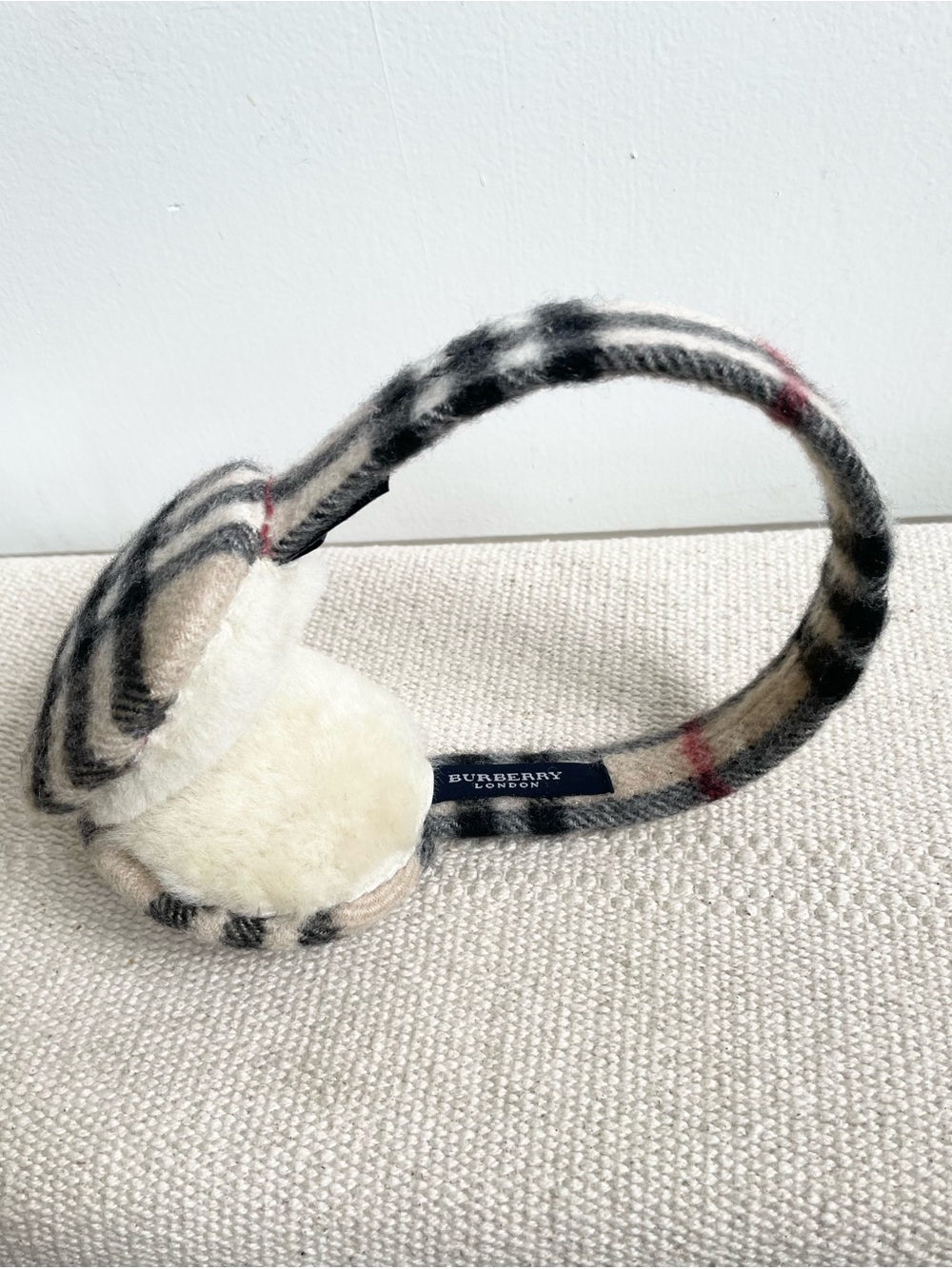 Burberry Nova Check Earmuffs Vintage Tan Black Red Winter Ear Warmers